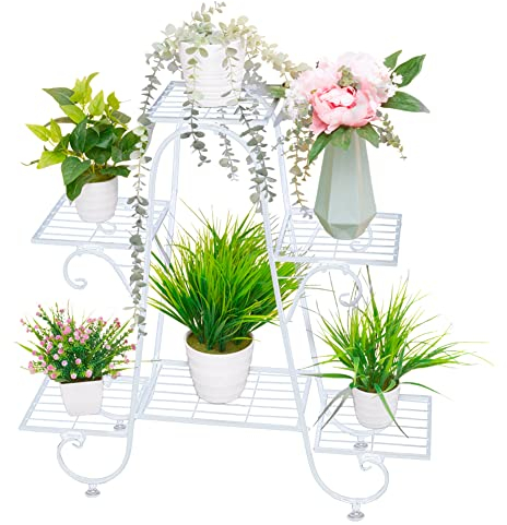 ROYAL SMEELA jardinière Stand Plant en métal à 6 niveaux, support de plante,support pour plante, étagère pour jardin, balcon, séjour, présentoir de plantes, multi-tiers, étagères