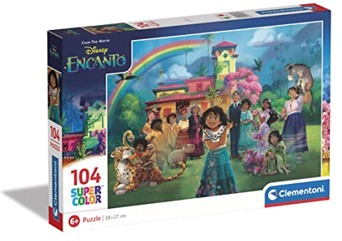 Clementoni - 25746 - Supercolor Puzzle - Disney Encanto - Puzzle 104 Teile Ab 6 Jahren, Buntes Kinderpuzzle Mit Besonderer Leuchtkraft & Farbintensität, Geschicklichkeitsspiel Für Kinder