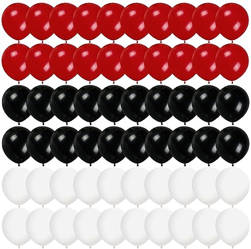 60pcs 12inch Red White and Black Balloons Latex Balloons Red Black White Balloons Helium Latex Balloons for Birthday Wedding Graduation Casino Poker Card Theme Party Decorations Halloween