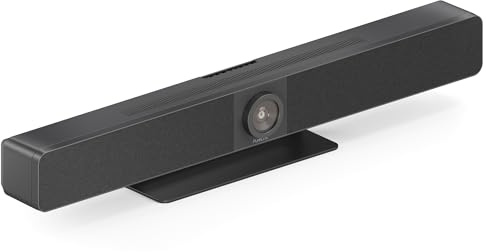 Vuelogic Videobar med AV-hub, 4K vidvinkel (120°), 5X zoom, bilramning, 4 MEMS mikrofoner, HiFi Stereo, skärmpresentation via USB-C och HDMI, Plug and Play för zoom, team med mera