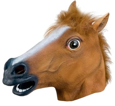 1 pezzo Maschera testa di cavallo, copricapo animale, divertente cappuccio, maschera testa di cavallo, calotta in lattice, gioco di ruolo, accessori per costumi di festa, maschera per costume di