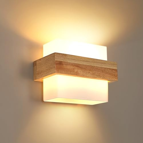 DELIPOP Applique da Parete Interno, E27 Lampada da Parete Moderno in Legno