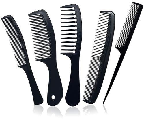 AHLPO Haarkamm Kamm Set - 5PCS Professioneller Friseur Präzisionskamm, Barbier Haarstyling Salon Breiter Zahnkamm Carbon Doppelzahnkamm, Antistatischer Styling Hair Comb für Männer und Frauen