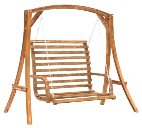 vidaXL Banco Columpio Madera Maciza de Abeto con Acabado de Teca