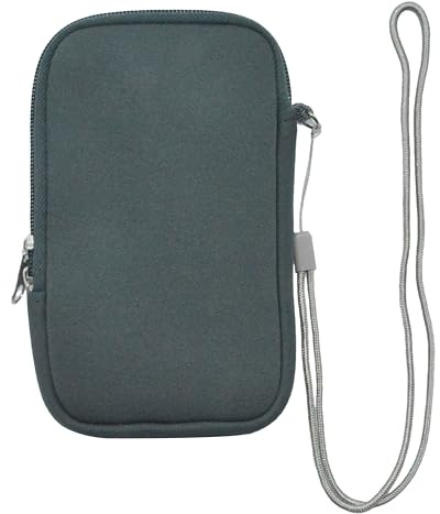 GIEEU Neoprene Phone Sleeve Case,Mobile Phone Pouch,Universal Mobile Bag with Zipper,Shock Phone Sock with Neck Lanyards Straps,Grey
