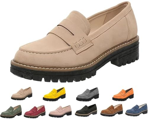 YGSIKY Mocassins orthopédiques à Plate-Forme,Chaussures orthopédiques Confortables,Chaussures de Confort légères et décontractées à Bout Large,Slip-on adapté Les Formes de Pied (35 EU,Beige)