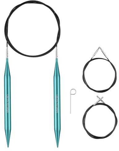 Guclud Interchangeable Circular Knitting Needle 16inch & 24inch Size US 15 (10mm) Aluminum Metal Knitting Needle with Cable for Hats, Socks, Baby Booties