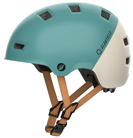 GLAMVILLA Casque de skate Casque de vélo Ultraléger Casque urbain pour enfants/femmes/hommes, casque de protection unisexe réglable pour skateboard E-Scooter Roller BMX, seulement 260g/270/280g (Bleu
