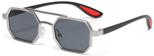 LJCZKA Gafas de Sol Piloto Metalicas para Mujer Hombre, Retro Gafas de Sol Doble Puente Pequeñas Años 70 Protección UV400