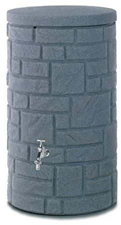Regentonne anthrazit Regenwassertank Arcado 230 Liter aus UV- und witterungsbeständigem Material. Regenfass BZW. Regenwassertonne mit kindersicherem Deckel und hochwertigen Messinganschlüssen