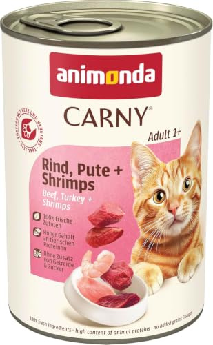 animonda Carny Adult, cibo umido per gatti, Manzo, Pute + Gamberetti 6 x 400 g