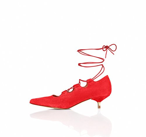 find. Salones con Cordones Cruzados y Tacón 'Kitten' para Mujer, Rojo (Red), 37 EU