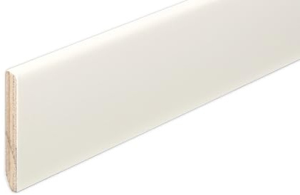 Hobby Legno - Battiscopa Rivestito In Legno Di Tanganica Laccato Bianco Ral 9010 mm. 75X10X2400 (Prezzo Per ml. 4, 80)
