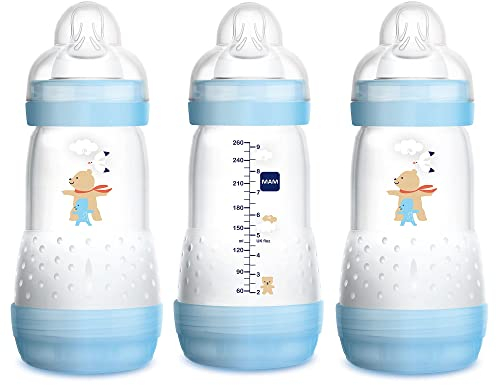 MAM Easy Start Anti-Kolik-Babyflaschen, mittlerer Durchfluss, stillähnlicher Silikon-Nippel, reduziert Koliken, Gas und Reflux, leicht zu reinigen, BPA-frei, Babyflaschen für Neugeborene, 2+ Monate
