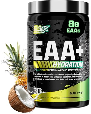 Nutrex Research EAA Hydration | EAAs + BCAAs Powder | Muscle Recovery, Strength, Muscle Building, Endurance | 8G Essential Amino Acids + Electrolytes | Maui Twist Flavor 30 Serving