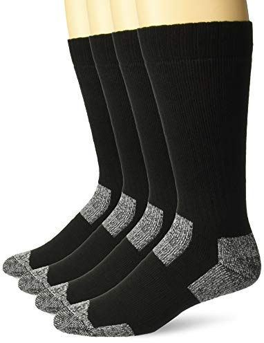 Carolina Ultimate Men's Steel Toe Boot Cushion Work Crew Socks 4 Pair Pack Sockshosiery, black, Large
