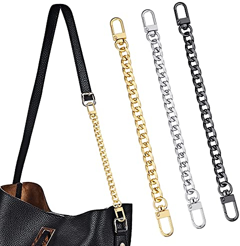 ASTER 3 Stück Geldbörse Kettenriemen 20 cm DIY Handtasche Taschenkette Gurt Extender Flachketten mit Metallschnallen Ketten Riemen für Geldbörse Handtaschen Clutch Umhängetasche Ersatzriemen