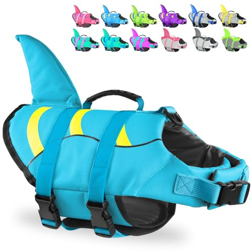 Fragralley Shark Dog Life Jacket, Adjustable Dog Life Vest with Shark Fin, Suit for Small Medium Large Dog Life Vest for Swimming and Boating