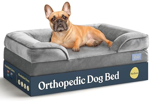 Orthopedic Sofa Dog Bed - Ultra Comfortable Dog Beds for Medium Dogs - Breathable & Waterproof Pet Bed- Egg Foam Sofa Bed with Extra Head and Neck Support - Removable Washable Cover & Nonslip Bottom.