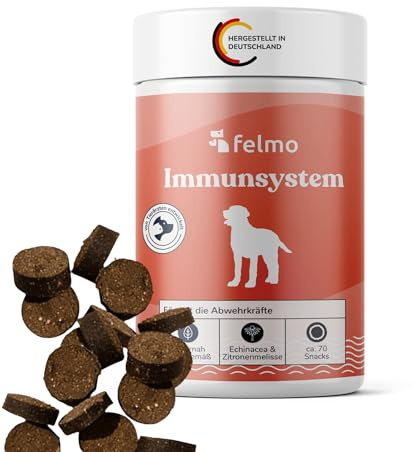 felmo Immunsystem-Snacks für Hunde – zuckerfreie Hundesnacks mit Echinacea, Oregano, Süßkartoffel & Lammprotein – für Hunde Aller Rassen – ca. 70 Snacks