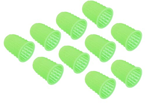 PATIKIL Fingerspetsar i gummi, 10-pack med tumfingertoppsskydd i silikon, skyddsdynor, fingerborg, för kontorsräkning, sortering, sömnad, grön, liten storlek