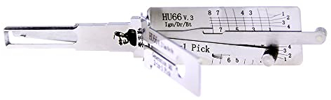 QiDAi HU66 Dietrich- und Decoder-Werkzeug, Hu66 v.3 2-in-1 Schlosser-Werkzeug für Auto, multifunktionales Fahrzeug-Wartungswerkzeug