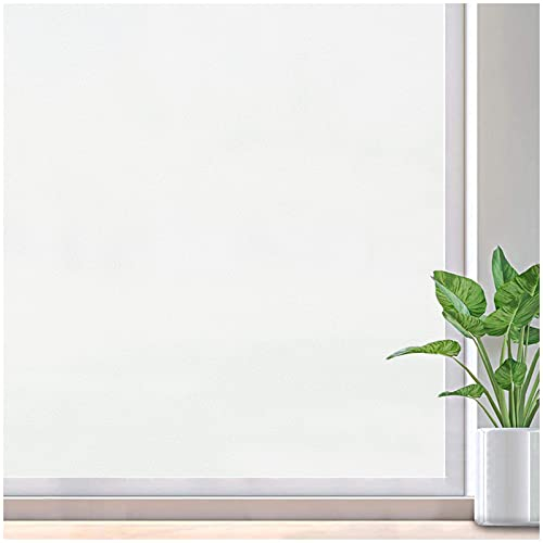 Lifetree Fensterfolie Blickdicht Sichtschutzfolie Fenster Milchglasfolie: Selbsthaftend Glasfolie Haftend Statisch für Zuhause Klebstoff Folie Fenster Badzimmer Büro 45 * 400cm