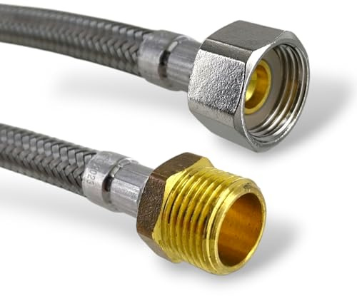 DL-pro 200 mm anslutningsslang, flexslang 3/8 tum x 3/8 tum IGxAG enligt KTW-A W270 med rostfritt stålfläta för armatur vattenkran