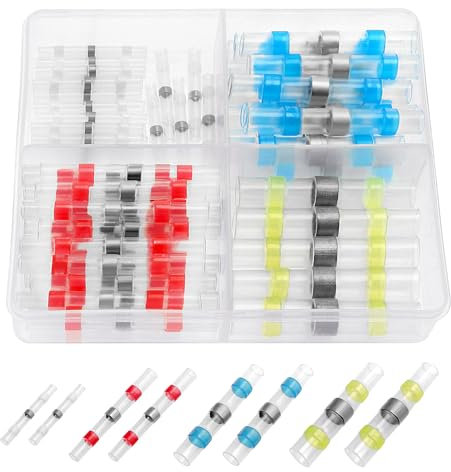 YIXISI 70 Pièces Kit Bornes Connecteurs Thermorétractables, Connecteurs Électriques Isolés Thermorétractables, Connecteur de Fil de Joint de Soudure Isolés, 26-10 AWG