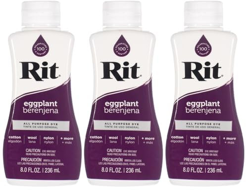 Rit Dye – flüssige Stofffarbe für Kleidung, Dekor und Basteln, 237 ml, Aubergine (3 Stück)