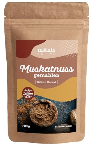 Noix de Muscade moulu Monte Nativo (300g) - Muscade moulu - Épices aromatiques séchées avec soin, idéales pour Cuisiner et Assaisonner - Arôme et Goût intenses