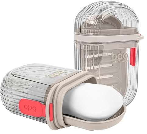 DODAMOUR Lot de 2 porte-savon de voyage, porte-savon portable avec couvercle, porte-savon en plastique pour la maison, l'extérieur, la randonnée, le camping (transparent)