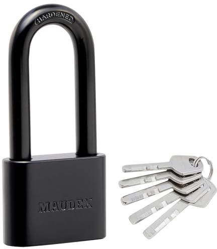 Maudex® PBE50 Padlock - All-Weather Protection with 5 Keys, Brass Cylinder, Weather-Resistant Coating for Outdoor Shed, Gate, Storage & More
