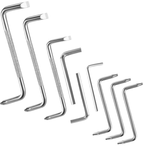 WATUNID Lot de 9 tournevis décalés Ph2/Ph1/Ph0/T25/T20/T15 - Tournevis à angle droit à 90 degrés avec clé hexagonale à tête plate de 3/4/5 mm, tournevis à double tête courte