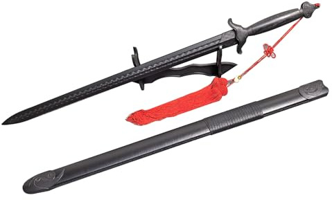 Tai Chi Sword, 99cm/38.9inch High Elasticity Plastic, Plastic Sword Martial Arts Polypropylene Training Katana Practice with Scabbard (Red Hanging Tassel)