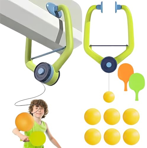 Jeu de Ping-Pong à Porte,Entraîneur de Pingpong Réglable,Tennis de Table d'intérieur à Suspendre,Entraîneur de Tennis de Table Suspendu,avec 2 Raquettes et 6 Balles,pour Adultes et Enfants Débutants