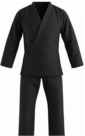 Delmont Kids Jiu Jitsu Gi – Lightweight BJJ Uniform for Boys & Girls (Gi Only, Belt Sold Separately) – Durable, Breathable Karate Gi – Perfect for Training, Sparring & Practice (Black, K2)