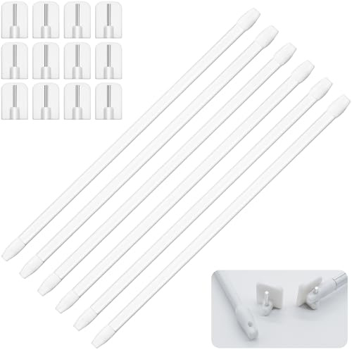 6 Pezzi Bastone Tenda Estensibile Regolabile 30-50cm, Asta Telescopica per Tende a Vetro Porta Finestra con Ganci Adesivi per Tende da Interno Senza Fori per Cucina Bagno Armadio