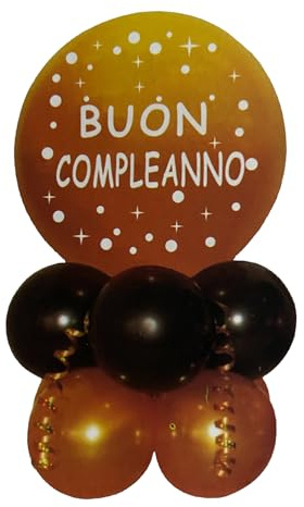 Palloncini Buon Compleanno, Set 9 Pezzi, Decorazioni Festa, Nero e Oro