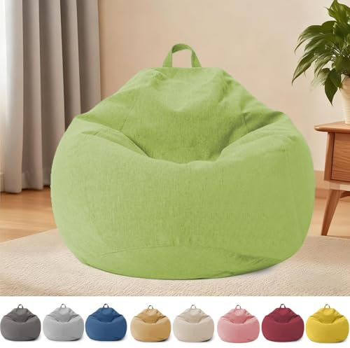 YushengTai Sitzsack Kinder, Erwachsene, Sitzsack Bezug Ohne Füllung, mit Reißverschluss, für Erwachsene und Kinder, 100 x 120 cm Sitzsackstuhl für Schlafzimmer, Büro, Wohnzimmer, Terrasse (Grün)