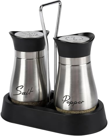 Peppers|Salt and Pepper pots|Salt Shaker|Salt and Pepper Salt Shaker Dispenser for Cooking, Camping(Silver)