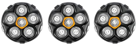 Testina di ricambio per rasoio da uomo 6D – Testa di rasatura magnetica per rasatura a umido e a secco, compatibile con Kensen, JoyKoi, Kibiy (giallo, 3 pezzi)