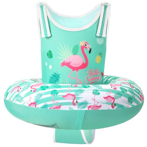 HeySplash Toddler Swim Vest for Age 3-6, Swim Trainer Vests with Adjustable Strap fit for Boys Girls 29-55lbs, Children Swimsuit, Floating Tubes Swimming Aid Jackets, Pool Floaties, Green Pink