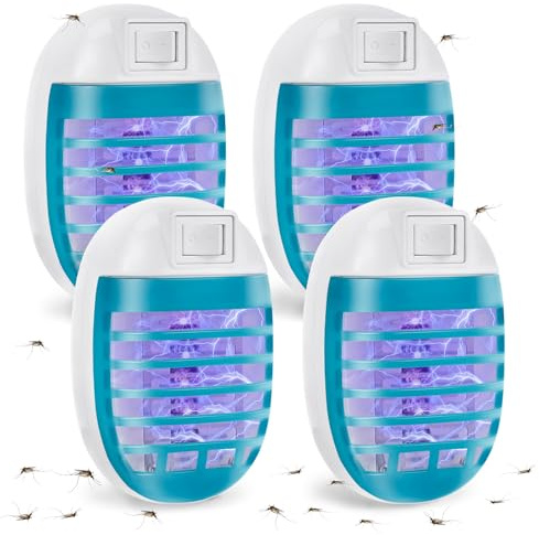 4PCS Lampada Antizanzare Elettrica, Presa Antizanzare Luce UV, Anti Zanzare Elettrico, Antizanzare Elettrica da Interno per Zanzare, Mosca, Falene, Trappola Zanzara per Camera, Cucina, Soggiorno