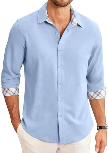 COOFANDY Chemise Homme à Manches Longues Coupe Classique Décontractée