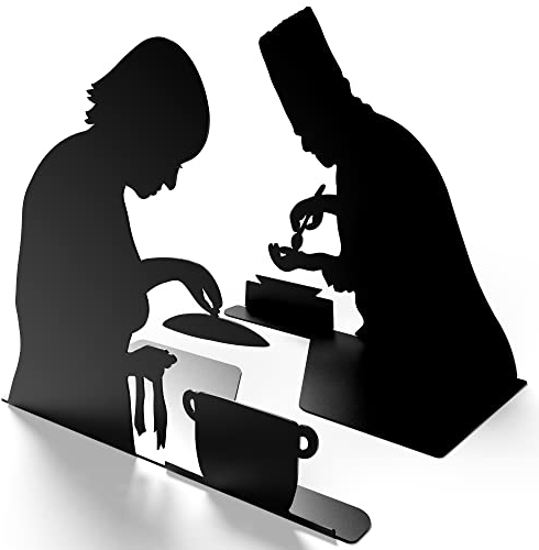 Artori Design| by The Book | Soporte para Libros Decorativo de Metal con diseño de Cocinero | Soporte para Libros | Soporte para Libros de Cocina | Regalo para Chefs