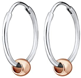 Elli Ohrringe Damen Creole Kugel Geo Basic Bi-Color in 925 Sterling Silber