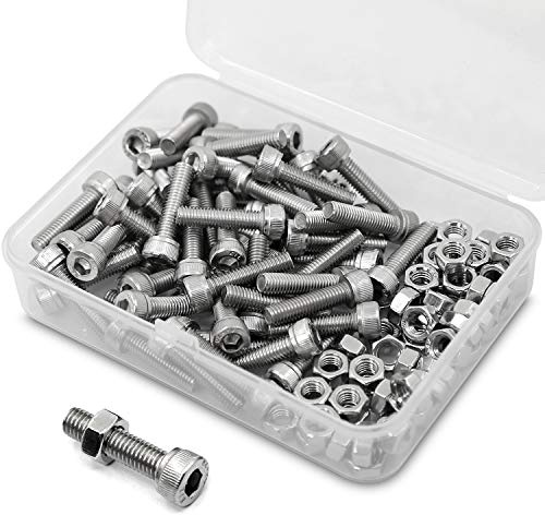 M5 x 20 mm 60 stycken insexskruv och mutter kombinationslåda 18–8 rostfritt stål cylinderskruvar med insexkant