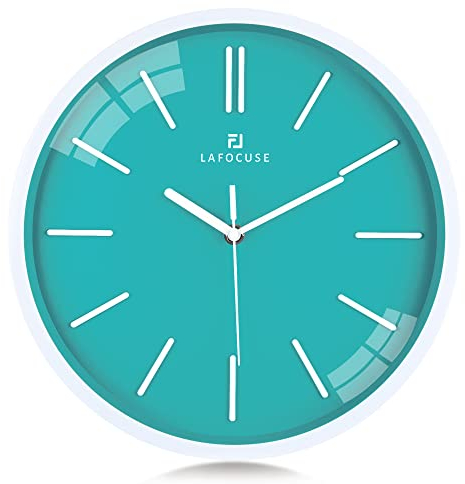 Lafocuse Minimalistisch Türkis Grün Wanduhr Lautlos,3D Linien Wanduhr Modern Ohne Ziffern,Ohne Ticken Deko für Wohnzimmer Kinderzimmer Küche 30 cm