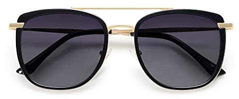 SOJOS Retro Aviator Square Polarized Sunglasses For Women Men,Vintage Women's Sun Glasses Shades UV400 SJ2180with Black Frame Grey Lens